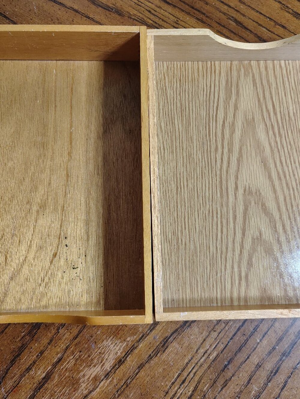 two storage wooden trays